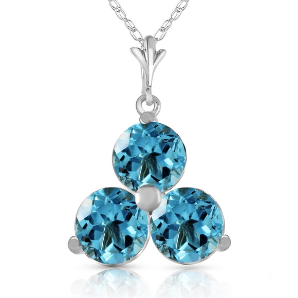 14K. SOLID GOLD NECKLACE WITH NATURAL BLUE TOPAZ